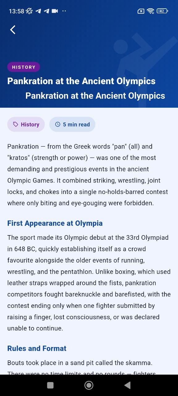 Combat Art main overview screen